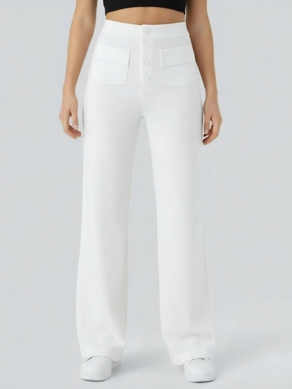 NWOT HALARA White High-Rise Pants with Front/Back Pockets Sz M Tall